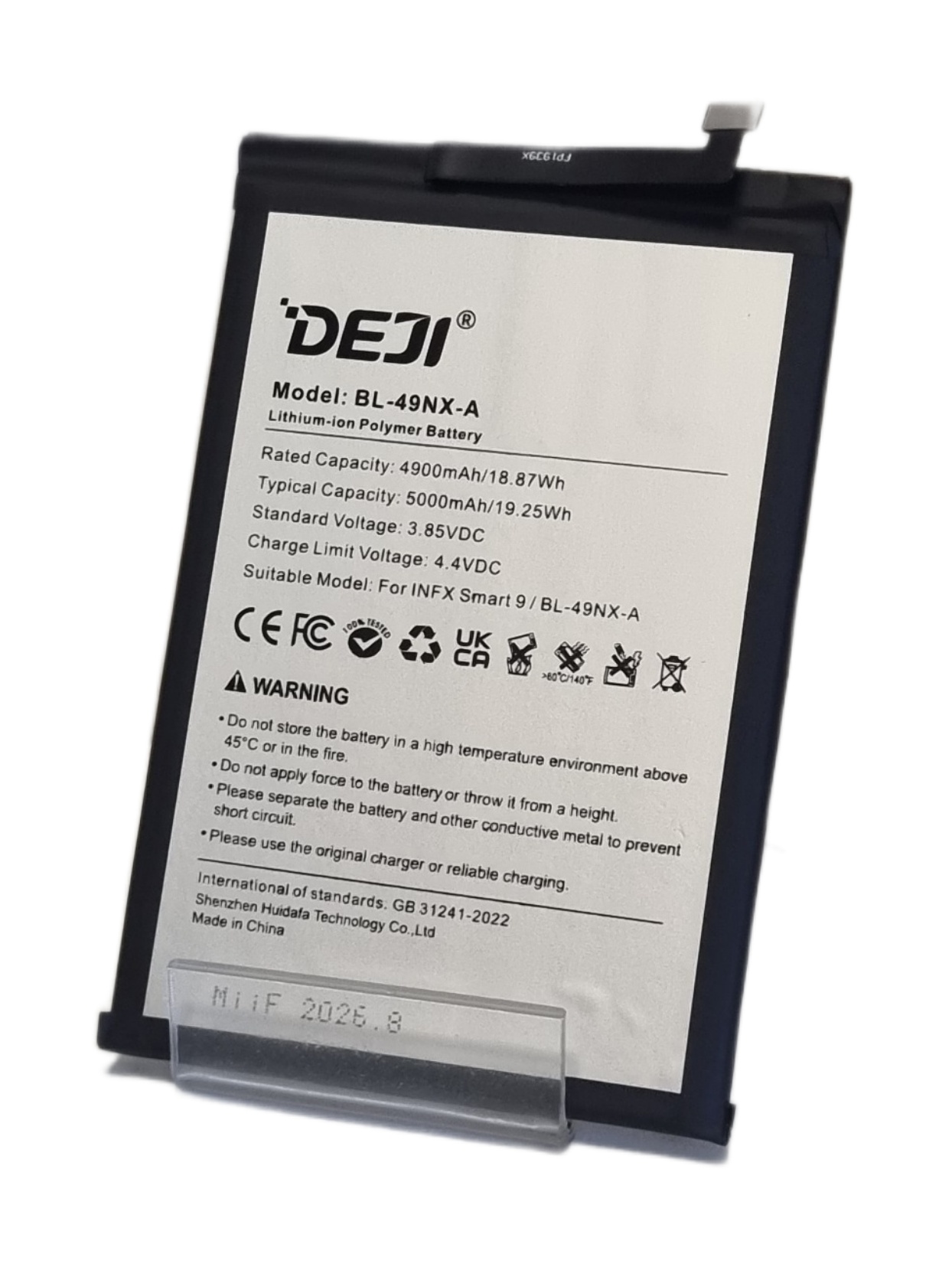 Аккумулятор DEJI BL-49NX-A  для infinix Smart 9/Smart 9 HD/Smart 10 (узкий коннектор) - 5000mAh