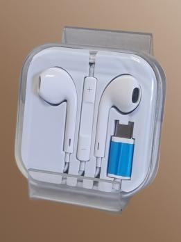 Проводные наушники (вакуумные) с микрофоном белые длина 1.2 метра/штекер USB-C