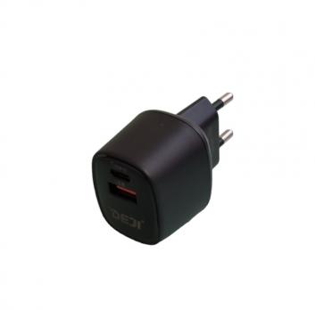 Сетевое зарядное устройство USB-C 5v/3A + USB-A 5v/3A DEJI DJ-A88 20W черное (OR)